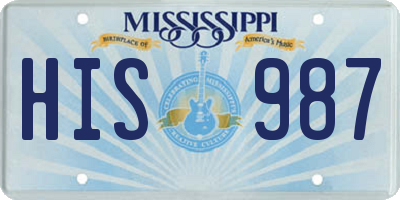 MS license plate HIS987