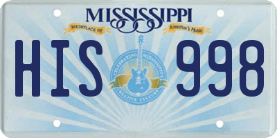 MS license plate HIS998