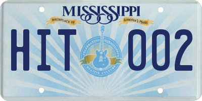 MS license plate HIT002
