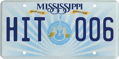 MS license plate HIT006