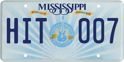MS license plate HIT007