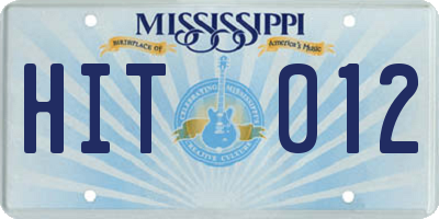 MS license plate HIT012