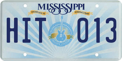 MS license plate HIT013