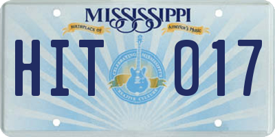 MS license plate HIT017