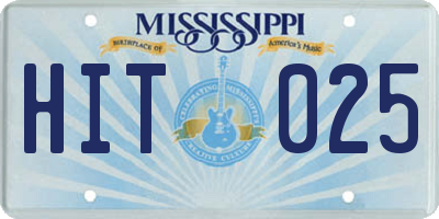 MS license plate HIT025