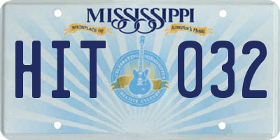 MS license plate HIT032
