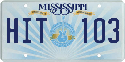 MS license plate HIT103