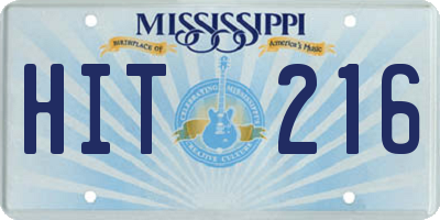 MS license plate HIT216