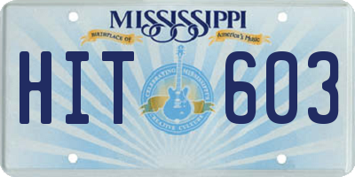 MS license plate HIT603