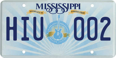 MS license plate HIU002