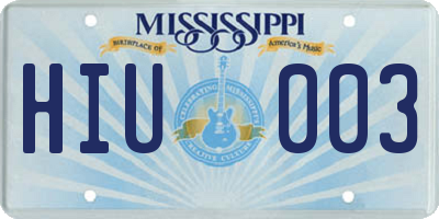 MS license plate HIU003