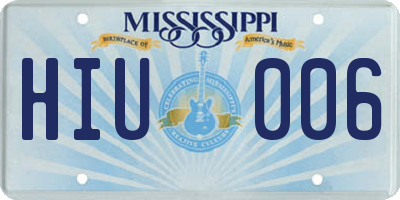 MS license plate HIU006