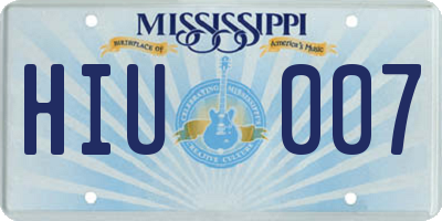 MS license plate HIU007