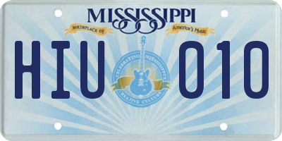 MS license plate HIU010