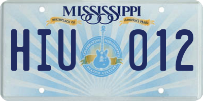 MS license plate HIU012