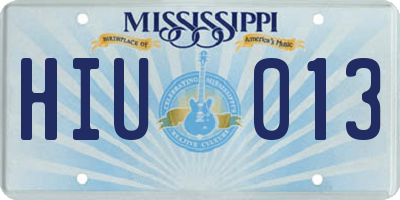 MS license plate HIU013