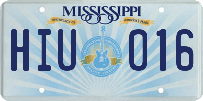 MS license plate HIU016