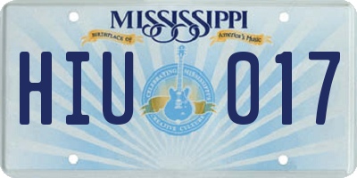 MS license plate HIU017