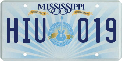 MS license plate HIU019