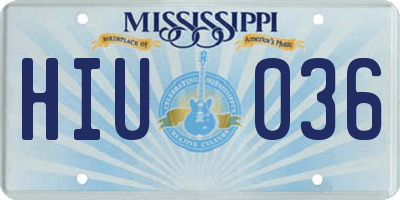 MS license plate HIU036