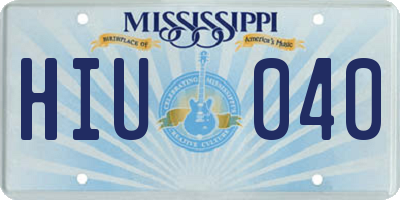 MS license plate HIU040