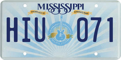 MS license plate HIU071