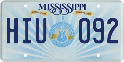 MS license plate HIU092