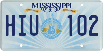 MS license plate HIU102