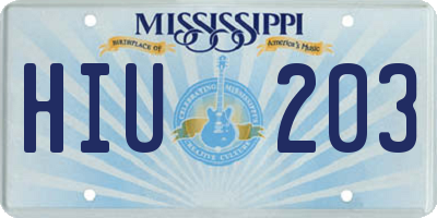MS license plate HIU203