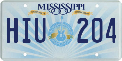 MS license plate HIU204
