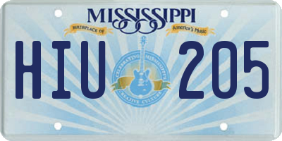 MS license plate HIU205