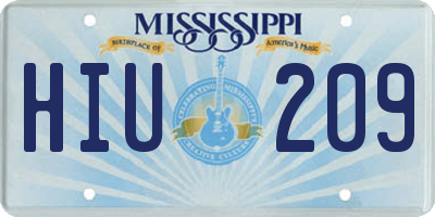 MS license plate HIU209