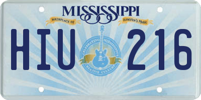 MS license plate HIU216