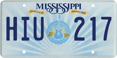 MS license plate HIU217