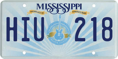 MS license plate HIU218