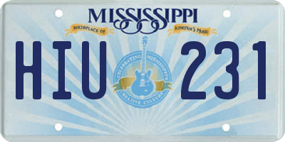 MS license plate HIU231