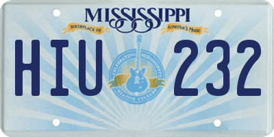 MS license plate HIU232