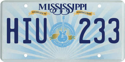 MS license plate HIU233