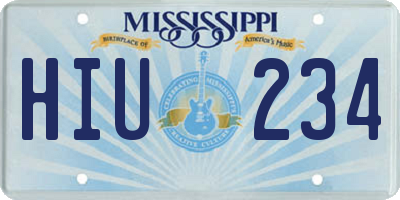 MS license plate HIU234