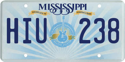 MS license plate HIU238