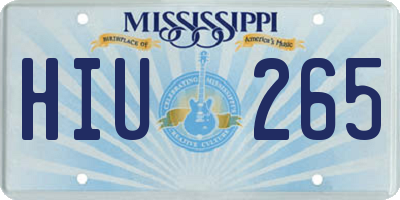 MS license plate HIU265