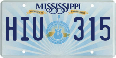 MS license plate HIU315