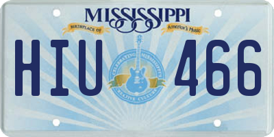 MS license plate HIU466