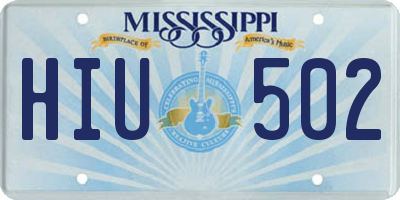 MS license plate HIU502