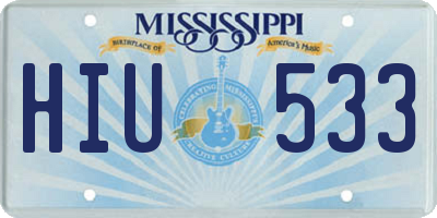 MS license plate HIU533