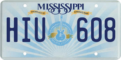 MS license plate HIU608