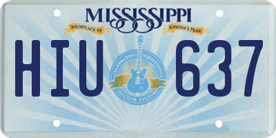MS license plate HIU637