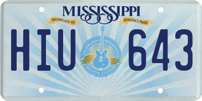 MS license plate HIU643