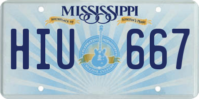 MS license plate HIU667