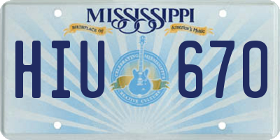 MS license plate HIU670